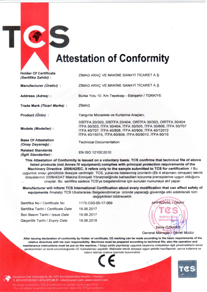 Fire fighting CE certificate